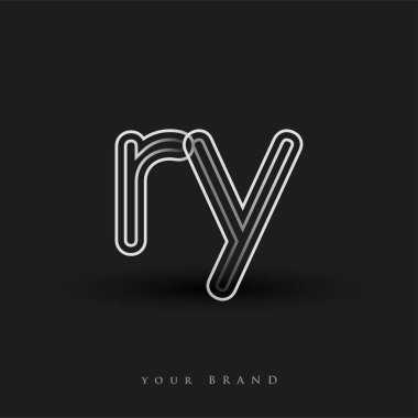 İlk logo ry renkli siyah beyaz çizgili kompozisyon ve küçük harf, Vector logo şablon elemanları iş veya şirket kimliğiniz için.