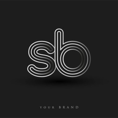 Başlangıçta SB logosu çizgili kompozisyon ve küçük harf, Vector logo şablon elemanları şirketiniz veya şirket kimliğiniz için siyah-beyaz renklendirilmiş.