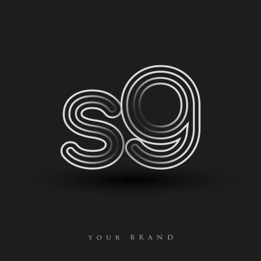 Başlangıçta SG logosu çizgili kompozisyon ve küçük harf, Vector logo şablonu elemanları şirketiniz veya şirket kimliğiniz için siyah ve beyaza boyandı.