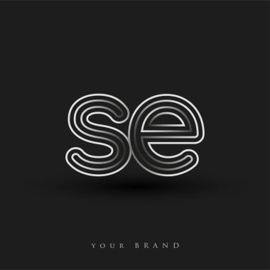 başlangıçta SE logosu çizgili kompozisyon ve küçük harf, Vector logo şablon elemanları şirketiniz veya şirket kimliğiniz için siyah beyaz renkte.