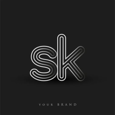 Başlangıçta SK logosu çizgili kompozisyon ve küçük harf, Vector logo şablonu elemanları şirketiniz veya şirket kimliğiniz için siyah beyaz renkteydi.
