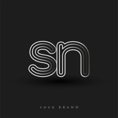 başlangıç logosu SN renkli siyah beyaz çizgili kompozisyon ve küçük harf, Vector logo şablon elemanları iş veya şirket kimliğiniz için.