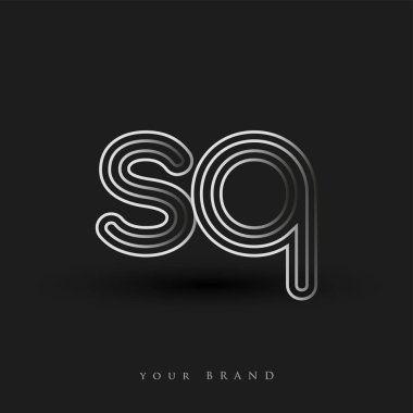 Başlangıçta SQ logosu çizgili kompozisyon ve küçük harf, Vector logo tasarım şablonu elemanları şirketiniz veya şirket kimliğiniz için siyah ve beyazdı.