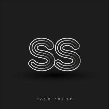 Başlangıçta SS logosu çizgili kompozisyon ve küçük harf, Vector logosu şablon elemanları şirketiniz ya da şirket kimliğiniz için çizgili siyah beyaz.
