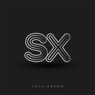 Başlangıçta SX logosu çizgili kompozisyon ve küçük harf, Vector logo tasarım şablonu elemanları şirketiniz veya şirket kimliğiniz için siyah ve beyazdı.
