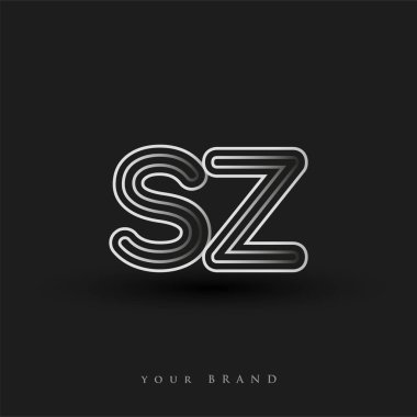Başlangıçta SZ logosu çizgili kompozisyon ve küçük harf, Vector logo şablonu elemanları şirketiniz veya şirket kimliğiniz için siyah-beyaz renklendirilmiş.