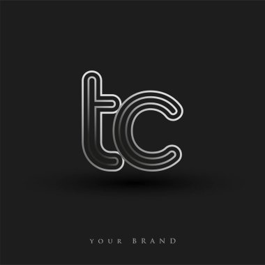 İlk logo TC çizgili kompozisyon ve küçük harf, Vector logo şablon elemanları şirketiniz veya şirket kimliğiniz için siyah beyaz.