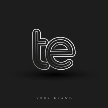 Başlangıçta TE logosu çizgili kompozisyon ve küçük harf, Vector logo şablonu elemanları şirketiniz veya şirket kimliğiniz için siyah beyaz renkteydi.
