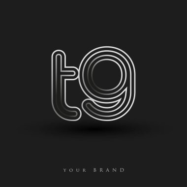 Başlangıçta TG logosu çizgili kompozisyon ve küçük harf, Vector logo şablonu elemanları şirketiniz veya şirket kimliğiniz için siyah beyaz renkteydi.