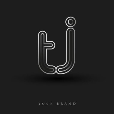İlk logo TJ çizgili kompozisyon ve küçük harf, Vector logo şablonu elemanları şirketiniz veya şirket kimliğiniz için siyah-beyaz renklendirilmiş.