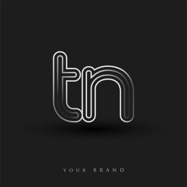İlk logo TN renkli siyah beyaz çizgili kompozisyon ve küçük harf, Vector logo şablon elemanları iş veya şirket kimliğiniz için.