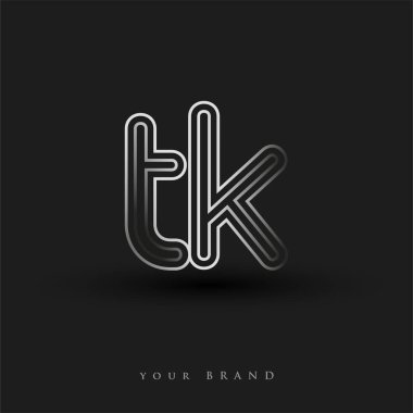 Başlangıçta TK logosu çizgili kompozisyon ve küçük harf ile siyah beyaz renkte, işletme veya şirket kimliğiniz için vektör logosu şablon unsurları tasarladı.