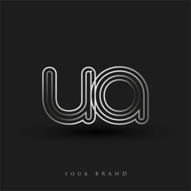 İlk logo UA renkli siyah-beyaz çizgili kompozisyon ve küçük harf, Vector logo şablon elemanları iş veya şirket kimliğiniz için.
