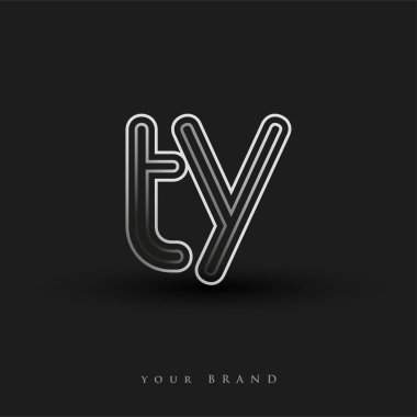 İlk logo TY renkli siyah ve beyaz çizgili kompozisyon ve küçük harf, Vector logo tasarım elemanları iş veya şirket kimliğiniz için.