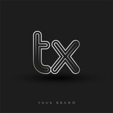 Başlangıçta TX logosu çizgili kompozisyon ve küçük harf, Vector logo şablonu elemanları şirketiniz ya da şirket kimliğiniz için siyah beyaz renkteydi.