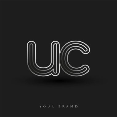 İlk logo UC siyah-beyaz çizgili kompozisyon ve küçük harf, Vector logo şablonu elemanları iş veya şirket kimliğiniz için.