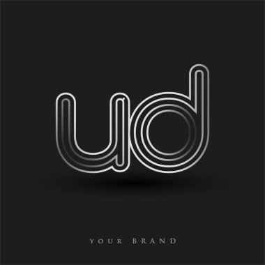 Başlangıçta UD logosu çizgili kompozisyon ve küçük harf, Vector logo şablonu elemanları şirketiniz veya şirket kimliğiniz için siyah beyaz renkteydi.