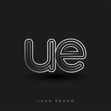 İlk logo UE renkli siyah beyaz çizgili kompozisyon ve küçük harf, Vector logo şablon elemanları iş veya şirket kimliğiniz için.