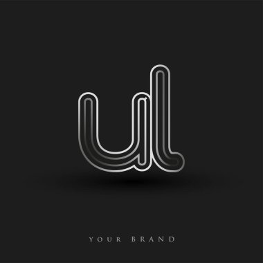 İlk logo UL renkli siyah-beyaz çizgili kompozisyon ve küçük harf, Vector logo tasarım şablonu elemanları iş veya şirket kimliğiniz için.