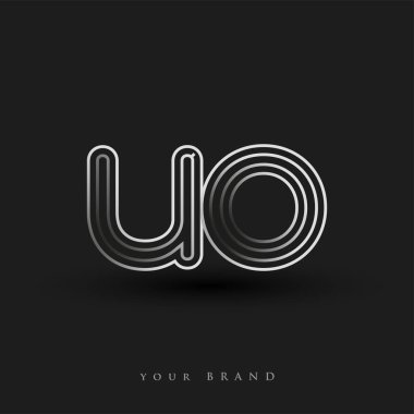 İlk logo UO renkli siyah beyaz çizgili kompozisyon ve küçük harf, Vector logo şablon elemanları iş veya şirket kimliğiniz için.