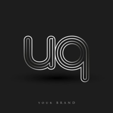 İlk logo UQ renkli siyah beyaz çizgili kompozisyon ve küçük harf, Vector logo şablonu elemanları iş veya şirket kimliğiniz için.