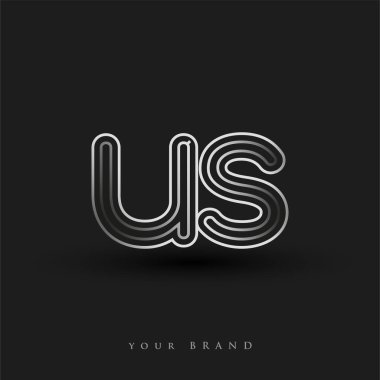 İlk logo, çizgili kompozisyon ve küçük bant, Vector logo tasarım elemanları şirketiniz veya şirket kimliğiniz için siyah beyaz..