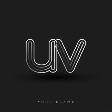 İlk logo UV renkli siyah beyaz çizgili kompozisyon ve küçük harf, Vector logo şablon elemanları iş veya şirket kimliğiniz için.