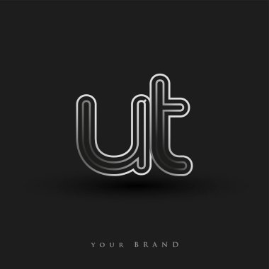 İlk logo UT renkli siyah beyaz çizgili kompozisyon ve küçük harf, Vector logo şablon elemanları iş veya şirket kimliğiniz için.