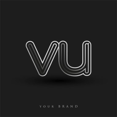 İlk logo VU siyah-beyaz çizgili kompozisyon ve küçük harf, Vector logo şablon elemanları iş veya şirket kimliğiniz için.