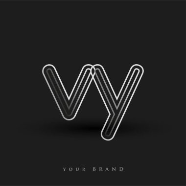 İlk logo VY renkli siyah beyaz çizgili kompozisyon ve küçük harf, Vector logo şablon elemanları iş veya şirket kimliğiniz için.