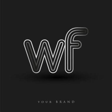 İlk logo WF renkli siyah beyaz çizgili kompozisyon ve küçük harf, Vector logo şablonu elemanları iş veya şirket kimliğiniz için.