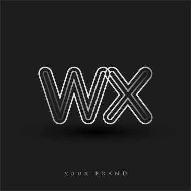 ilk logo WX renkli siyah beyaz çizgili kompozisyon ve küçük harf, Vector logo şablonu elemanları iş veya şirket kimliğiniz için.