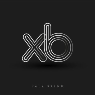 Başlangıçta XB logosu çizgili kompozisyon ve küçük harf, Vector logo tasarım şablonu elemanları şirketiniz veya şirket kimliğiniz için siyah beyaz renkteydi.
