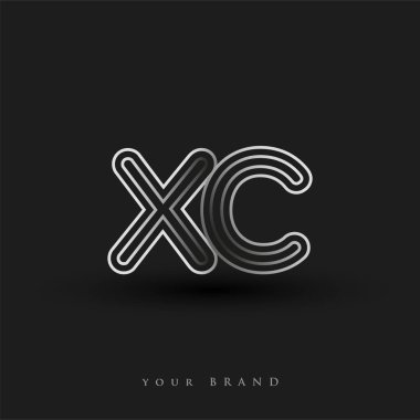 İlk logo XC çizgili kompozisyon ve küçük harf, Vector logo şablon elemanları şirketiniz veya şirket kimliğiniz için siyah beyaz.