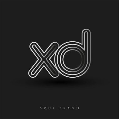 Başlangıçta XD logosu çizgili kompozisyon ve küçük harf, Vector logo tasarım şablonu elemanları şirketiniz veya şirket kimliğiniz için siyah ve beyaza boyandı.
