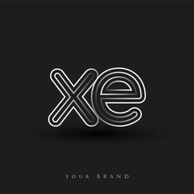 Başlangıçta XE logosu çizgili kompozisyon ve küçük harf, Vector logo şablonu elemanları şirketiniz ya da şirket kimliğiniz için siyah beyaz renkteydi.
