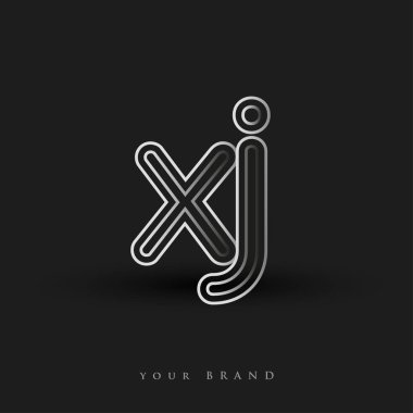 İlk logo XJ çizgili kompozisyon ve küçük harf, Vector logo şablon elemanları şirketiniz veya şirket kimliğiniz için siyah-beyaz renklendirilmiş.