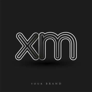 Başlangıçta XM logosu çizgili kompozisyon ve küçük harf, Vector logo şablon elemanları şirketiniz veya şirket kimliğiniz için siyah beyaz renklendirilmiş.