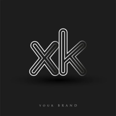ilk logo XK renkli siyah beyaz çizgili kompozisyon ve küçük harf, Vector logo şablon elemanları iş veya şirket kimliğiniz için.