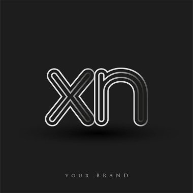İlk logo XN renkli siyah beyaz çizgili kompozisyon ve küçük harf, Vector logo şablon elemanları iş veya şirket kimliğiniz için.