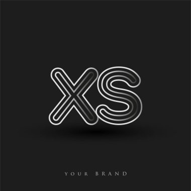 Başlangıçta XS logosu çizgili kompozisyon ve küçük harf, Vector logo şablonu elemanları şirketiniz veya şirket kimliğiniz için siyah ve beyazdır.