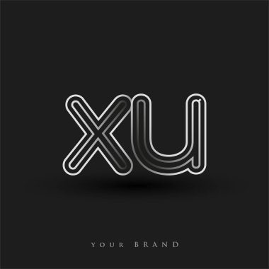 İlk logo XU siyah beyaz çizgili kompozisyon ve küçük harf, Vector logo şablon elemanları şirketiniz veya şirket kimliğiniz için.