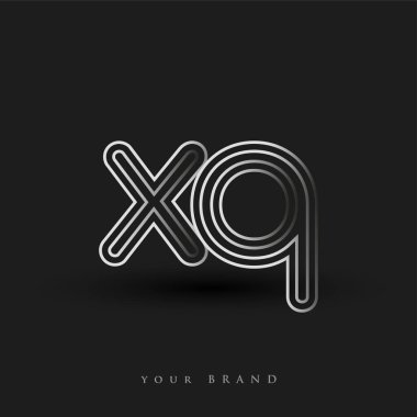 İlk logo XQ çizgili kompozisyon ve küçük harf, Vector logo şablon elemanları şirketiniz veya şirket kimliğiniz için siyah beyaz.