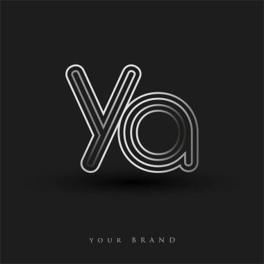 İlk logo YA renkli siyah beyaz çizgili kompozisyon ve küçük harf, Vector logo şablon elemanları iş veya şirket kimliğiniz için.