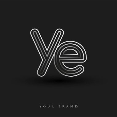 Başlangıçta YE logosu çizgili kompozisyon ve küçük harf, şirket kimliğiniz için vektör logosu şablonu unsurları içeren siyah-beyaz renkliydi.