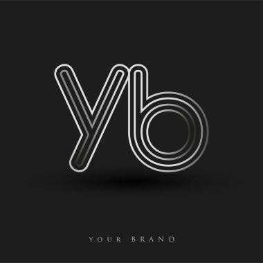 Başlangıçta YB logosu çizgili kompozisyon ve küçük harf, Vector logo şablonu elemanları şirketiniz veya şirket kimliğiniz için siyah beyaz renkteydi.