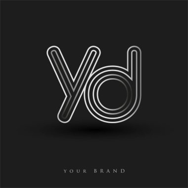 Başlangıçta YD logosu çizgili kompozisyon ve küçük harf, Vector logo şablonu elementleri şirketiniz veya şirket kimliğiniz için siyah beyaz renkteydi.