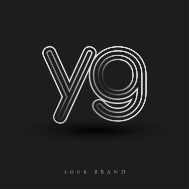 Başlangıçta YG logosu çizgili kompozisyon ve küçük harf, Vector logo şablonu elemanları şirketiniz veya şirket kimliğiniz için siyah beyaz renkteydi.