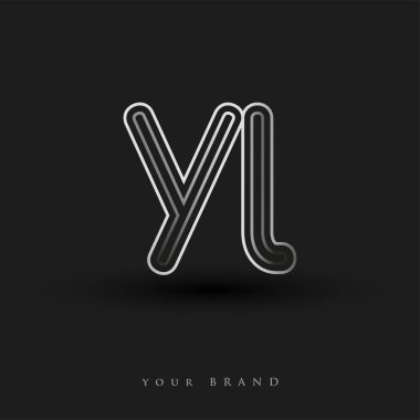 Başlangıçta YL logosu çizgili kompozisyon ve küçük harf, Vector logo şablonu elemanları şirketiniz veya şirket kimliğiniz için siyah ve beyaza boyandı.