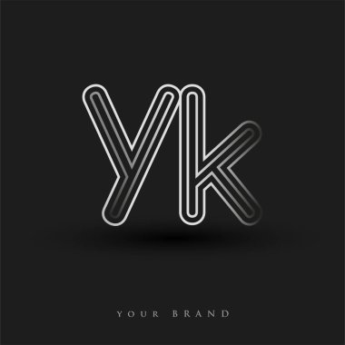 Başlangıçta YK logosu çizgili kompozisyon ve küçük harf, Vector logo şablonu elemanları şirketiniz veya şirket kimliğiniz için siyah beyaz renkteydi.